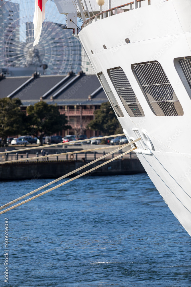 Naklejka premium 船舶の係留索、スターンライン