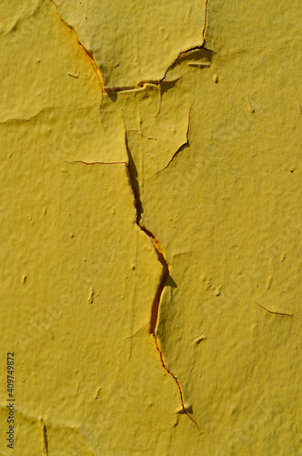 cracks, graffiti, peeling,yellow photo