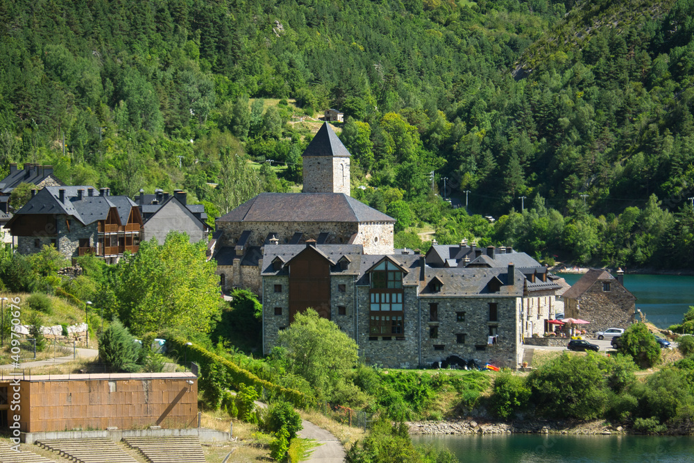 view of the Lanuza reservoir located in the Aragonese Pyrenees in the province of Huesca, Spain