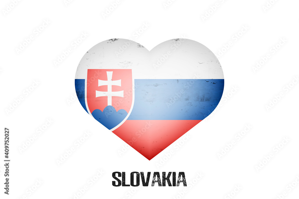 Heart with Slovak national flag colors. Flag of Spain in the form of a heart made on an isolated background. Design pattern for greeting card on an Valentines day. Vector illustration Heart with Slovak national flag colors. Flag of Spain in the form of a heart made on an isolated background. Design pattern for greeting card on an Valentines day. Vector illustration