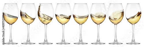Foto white Wine in glass isolated on white background, full depth of field, clipping