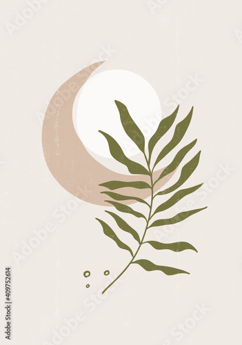 Abstract  Sun leaves print boho minimalist printable wall art