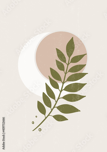 Abstract  Sun leaves print boho minimalist printable wall art