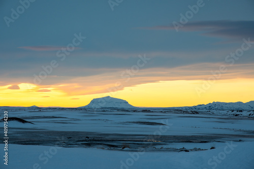 Sunrise around Mountain Herdubreid in North Icelandic countryside © Gestur