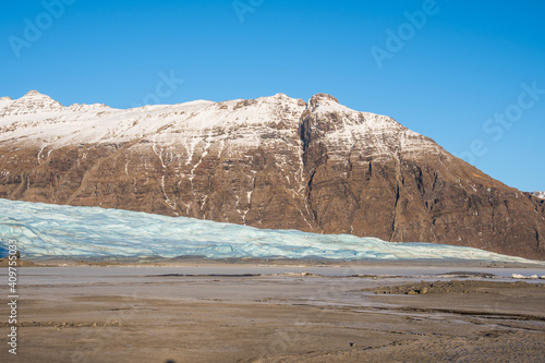 Glacier Flaajokull in Vatnajokull National park in Iceland
