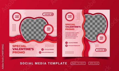 Flyer or social media post themed special valentine's day template