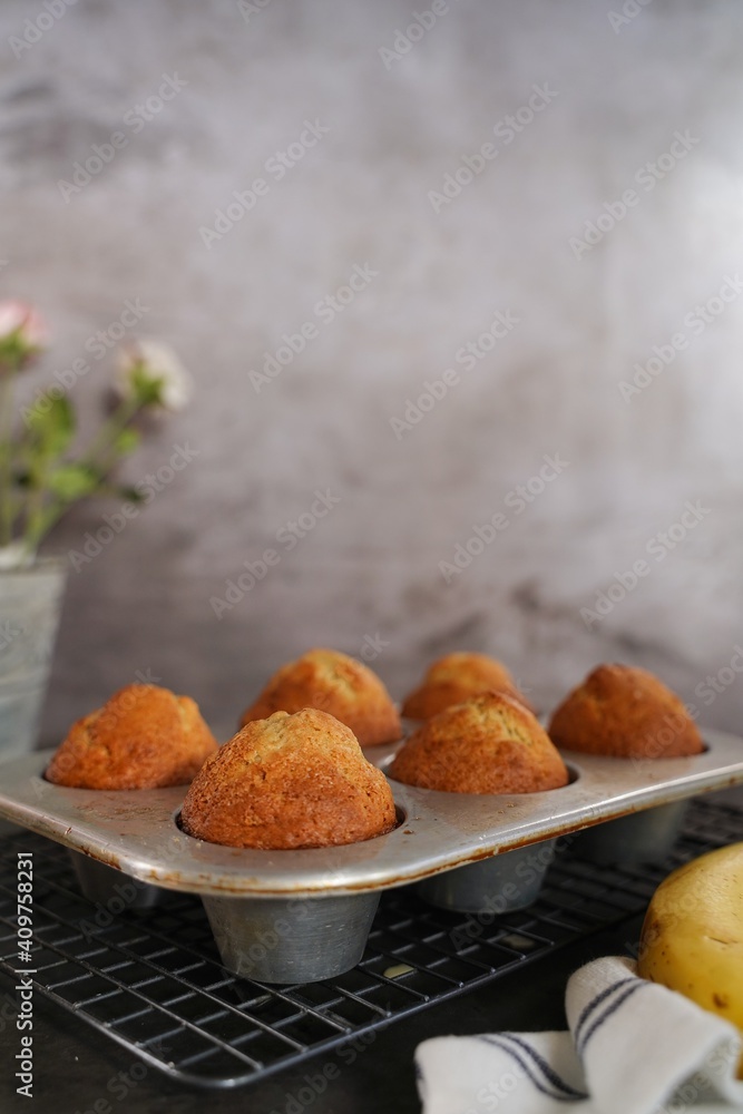 Homemade Banana Muffins, selective focus Homemade Banana Muffins, selective focus