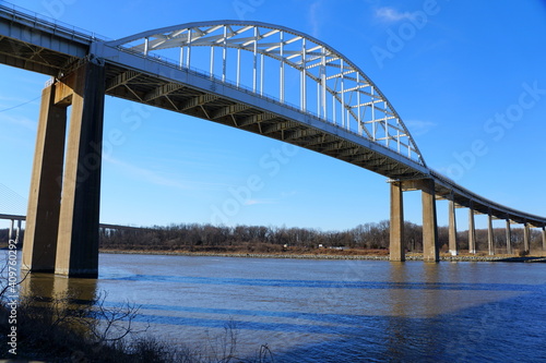 The Saint Georges Bridge above the Chesapeake Canal near St Georges, Delaware, U.S.A © K.A