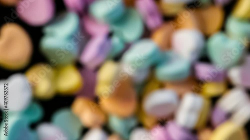 Close up of exploding heart shaped candy. Valentine's day