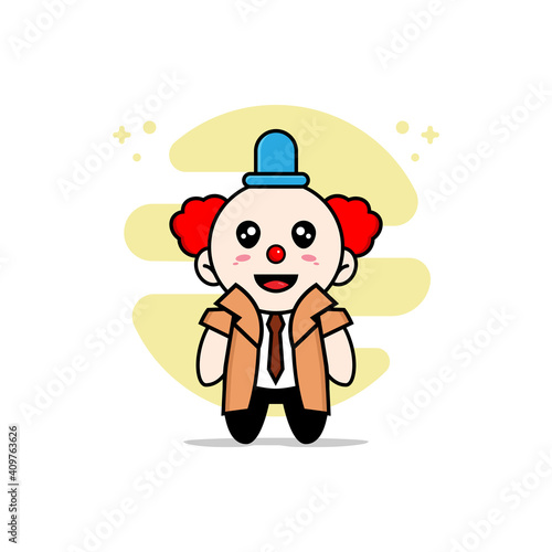 Cute detective character wearing clown costume