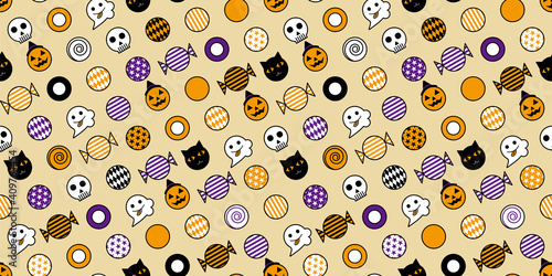Cute halloween background. Seamless pattern.Vector.　かわいいハロウィンのパターン