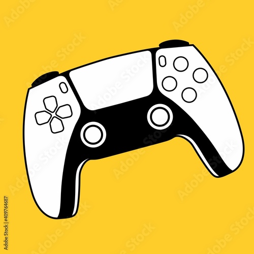 Next generation game controller or gamepad vector icon for gaming apps and websites on yellow background.