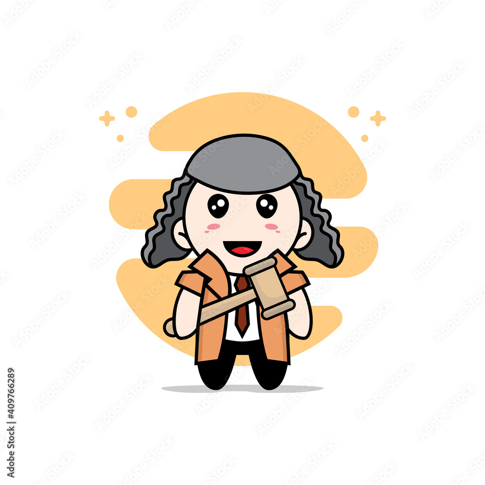 Cute detective character design wearing judge costume. Cute detective character design wearing judge costume.