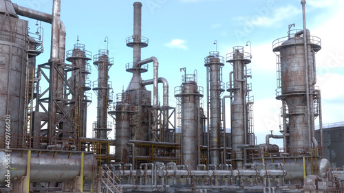 Oil Refinery, 3D rendered