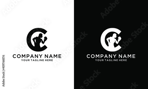 logo c and Kick Boxing and Martial Arts Logo Vector.