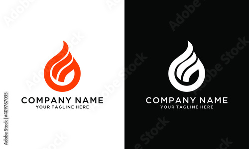 Initial G letter with fire logo Vector design.