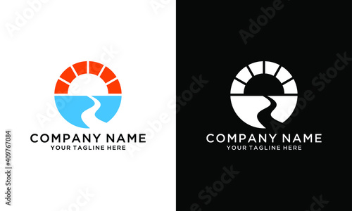 sunrise river vector template
