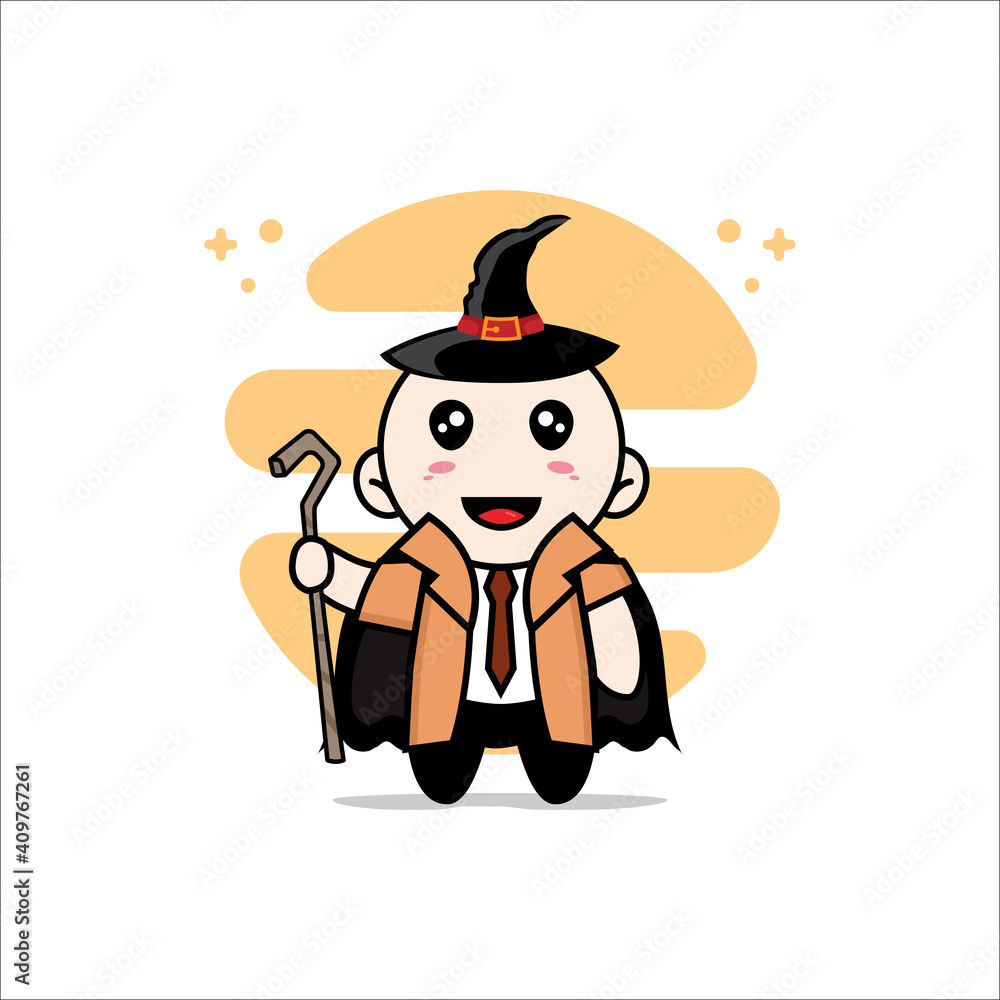 Cute detective character wearing witch costume. Cute detective character wearing witch costume.
