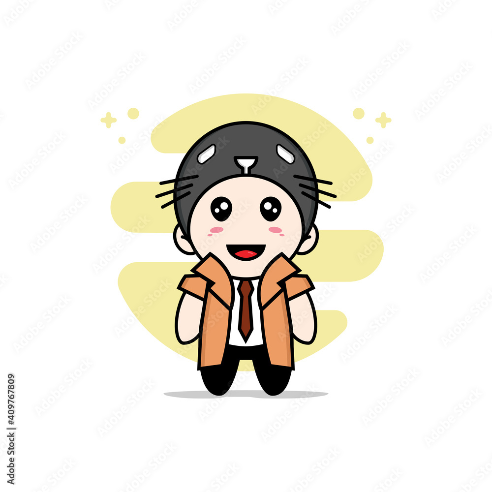 Cute detective character wearing seals costume.