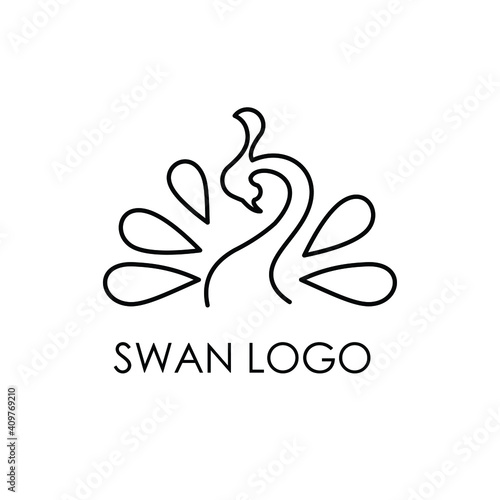 Fototapeta Naklejka Na Ścianę i Meble -  Swan Logo zen for line swan luxury logo swan design 