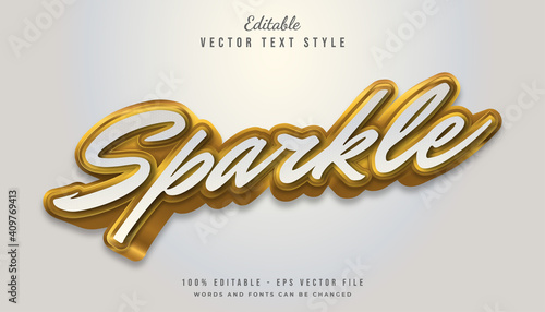 3d White and Gold Text Style Effect