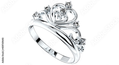 Фотография Crown Jewelry Ring Model 3D Render
