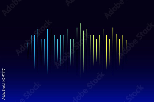 Abstract sound wave blue background. Abstract music pulse background. Low polygon. Stock image. EPS 10.