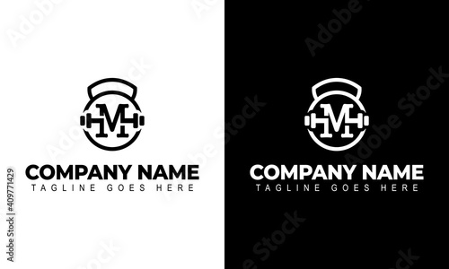Letter M Logo With a barbell | Fitness Gym Logo | Vector Illustration of Logo Design