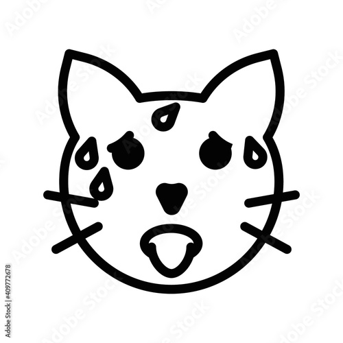 line icon set, emoticon, cat face, very hot sweaty symbol vector illustration