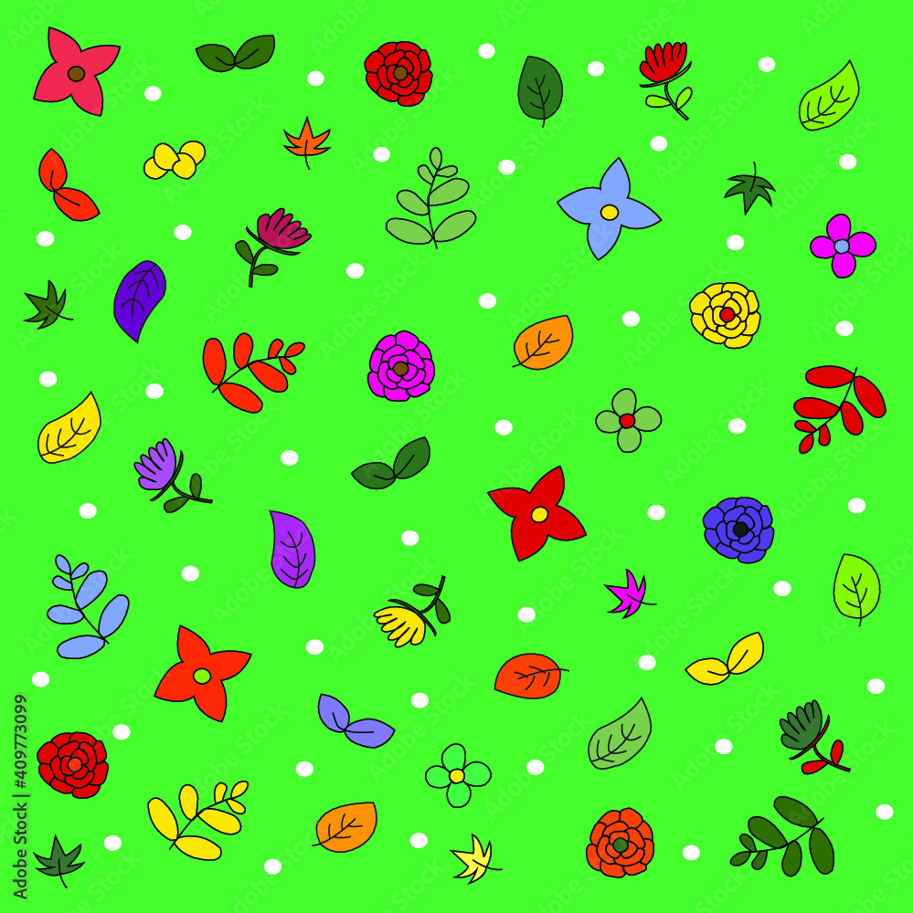 flowers vector on green background flowers vector on green background