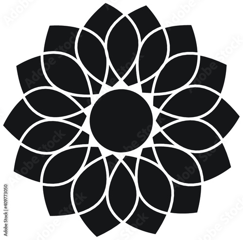 pattern of black lotus flower vector top view
