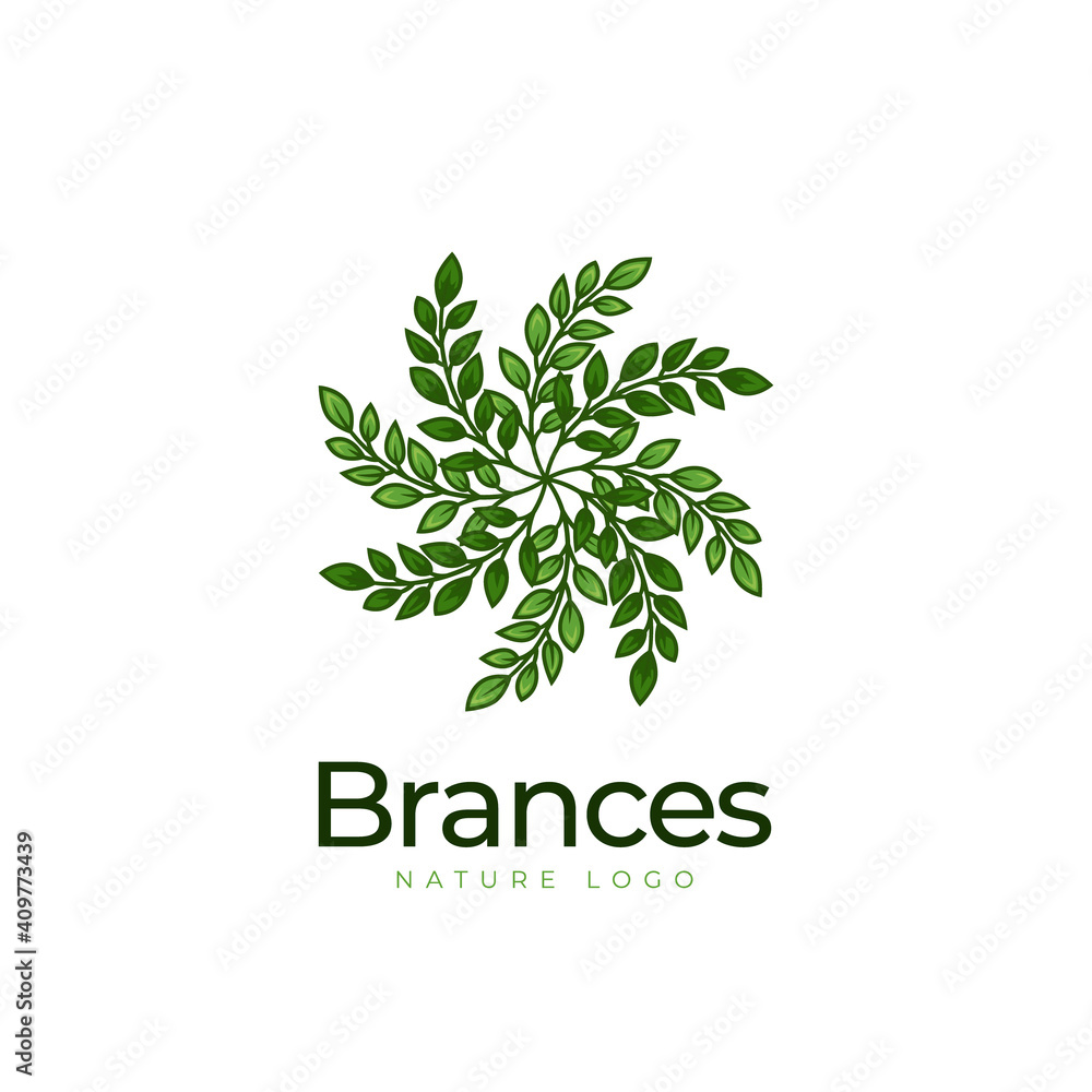 Nature tree branches with foliage leaf logo icon symbol vector