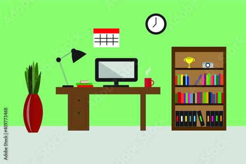 modern office, working room on flat design