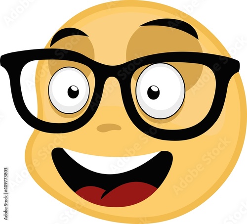Vector illustration of a nerd emoticon