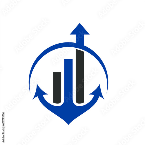 icon of anchors and growth charts, vector art.