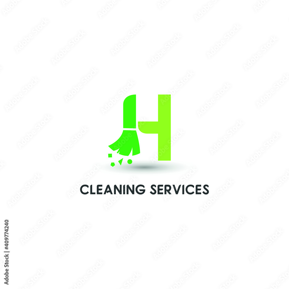 H initial letter combine with broom for cleaning service, house maintenance, repair, housecleaning, logo vector template concept H initial letter combine with broom for cleaning service, house maintenance, repair, housecleaning, logo vector template concept