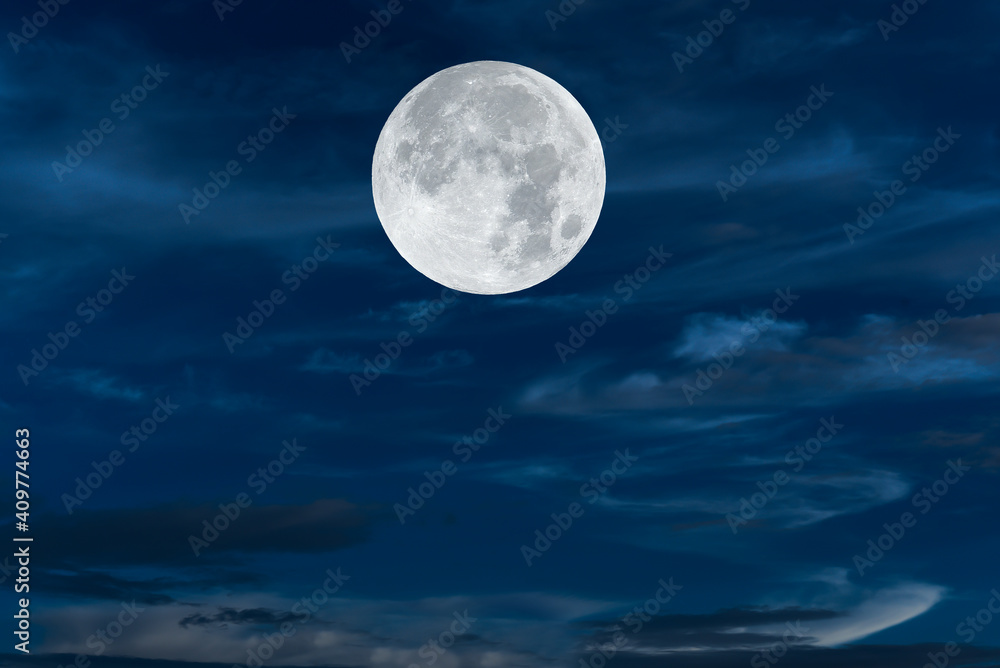 Full moon on the sky at night.
