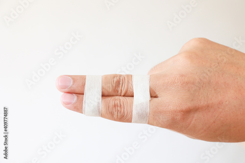 Finger injuries,Buddy finger splint, finger straight with Side finger.
