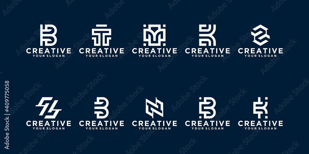 Set of monogram creative letter logo template. icons for business