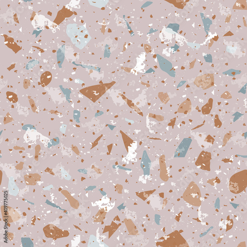 Terrazzo seamless pattern. Earthy classic flooring