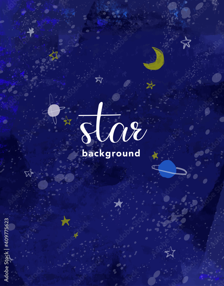 Fototapeta premium ドローイングの星空のベクターイラスト背景素材