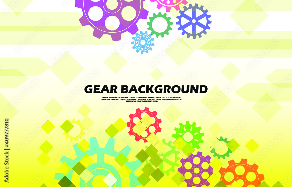 Abstract gear wheel pattern on a colorful technology square background EP.4