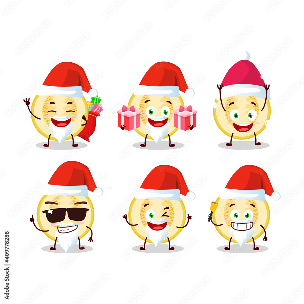 Santa Claus emoticons with slice of yellow melon cartoon character