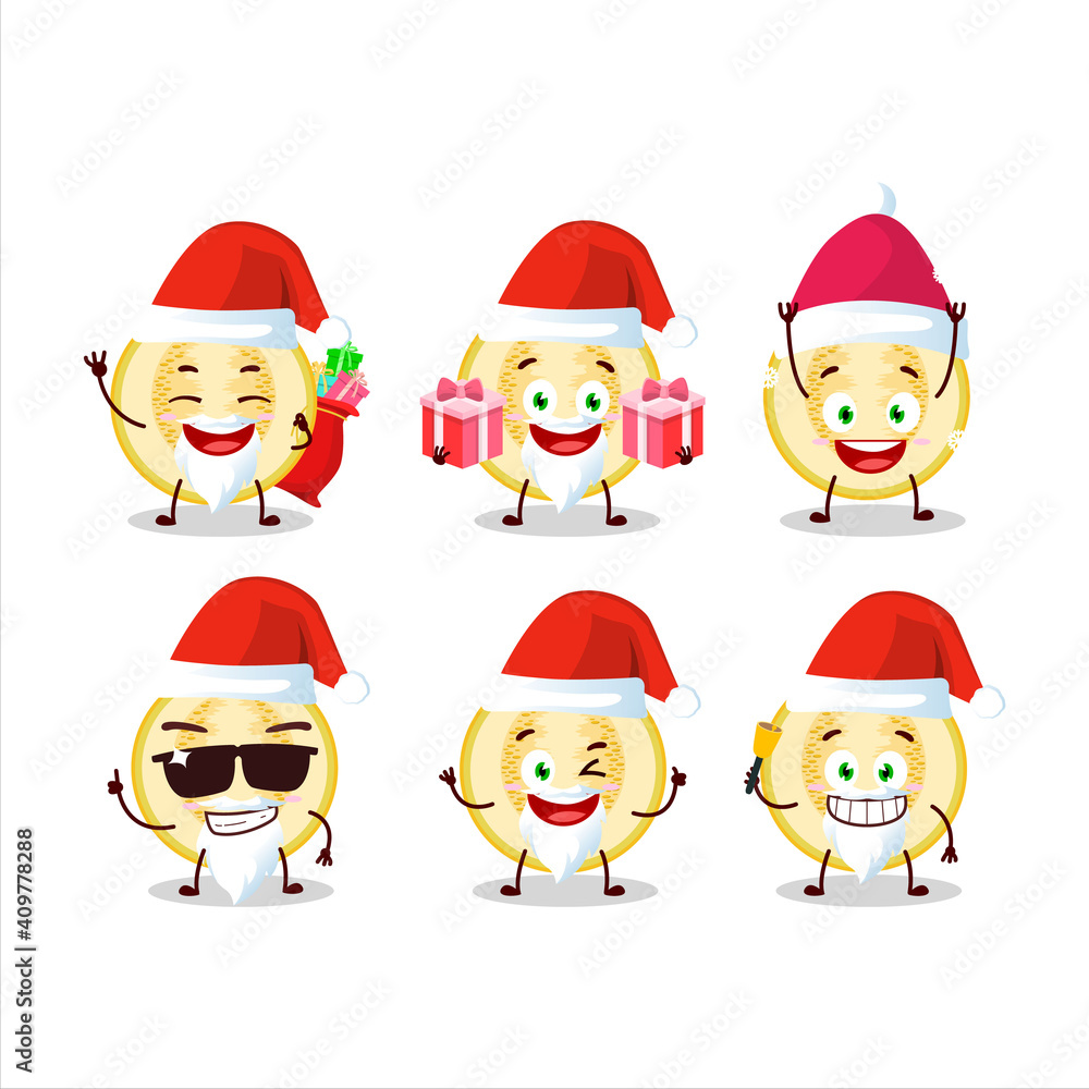 Santa Claus emoticons with slice of yellow melon cartoon character Santa Claus emoticons with slice of yellow melon cartoon character