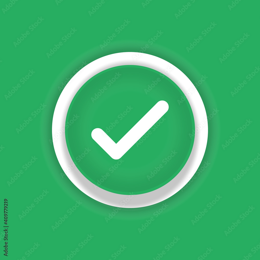 success sign with check mark, round green vector icon with shadow success sign with check mark, round green vector icon with shadow