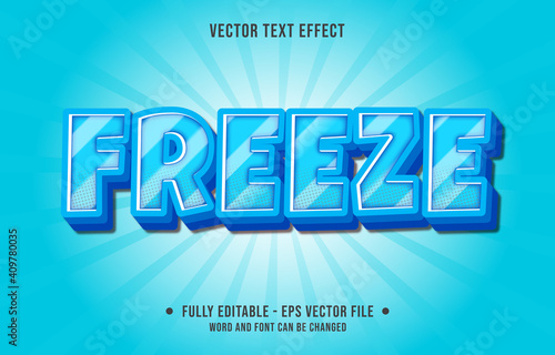Editable text effect - freeze blue gradient color modern style	