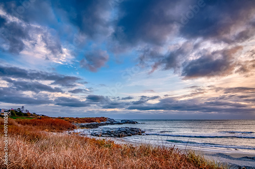 Sunset in newport rhode island at castle hill lighthouse