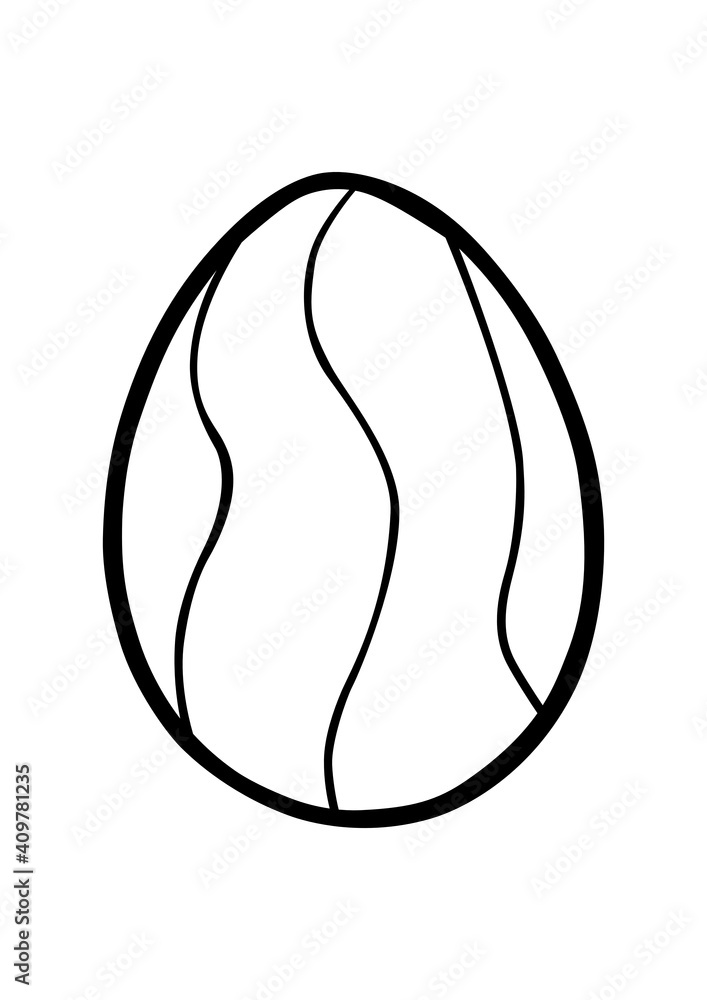 Black line a Easter Egg with wavy line. Hand drawn cartoon style. Doodle for coloring, decoration or any design. Vector illustration of kid. Black line a Easter Egg with wavy line. Hand drawn cartoon style. Doodle for coloring, decoration or any design. Vector illustration of kid.