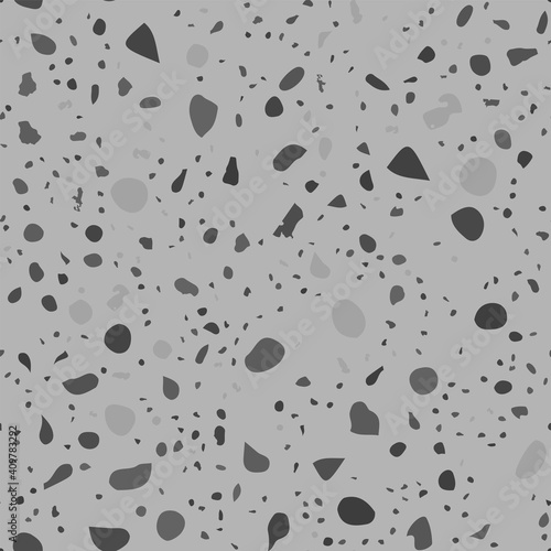 Terrazzo seamless pattern. Black and white classic