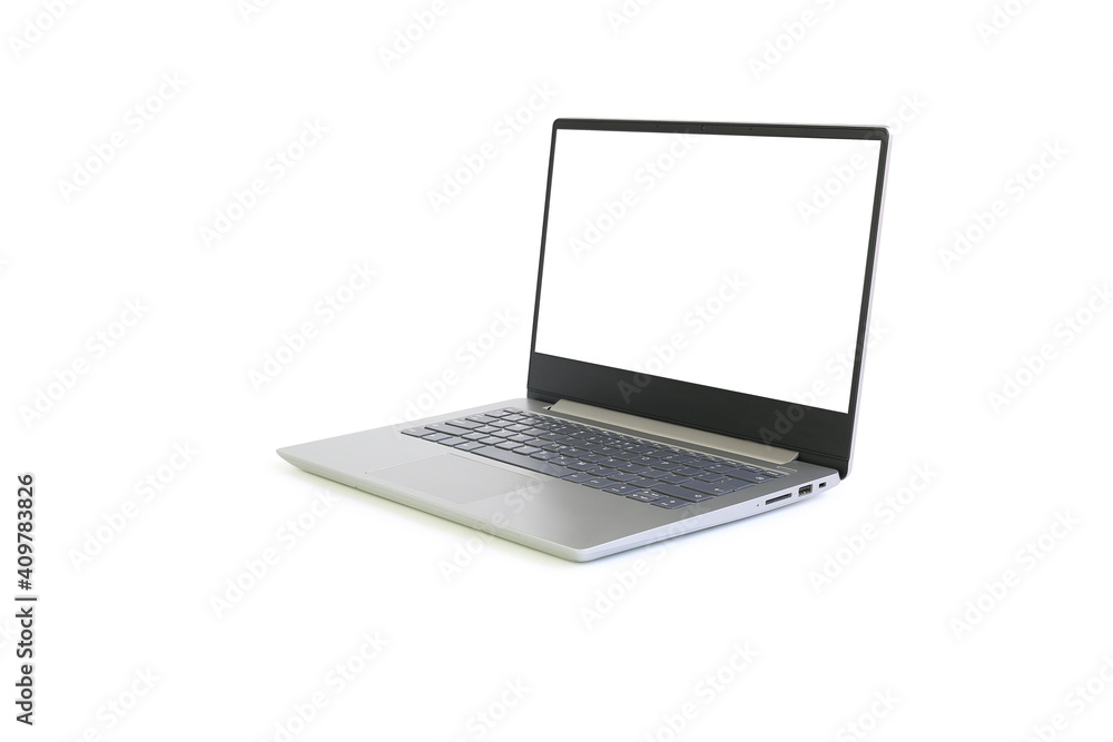 Laptop with blank white screen isolated on white background. Notebook computer with empty space and clipping path Laptop with blank white screen isolated on white background. Notebook computer with empty space and clipping path